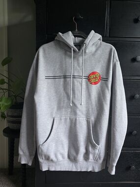 Santa Cruz Skateboards Gray Pullover Hoodie with Red & Yellow Logo
